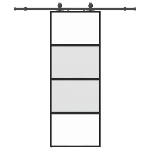 Karastatud klaasist liuguks riistvarakomplektiga, must matt, 76 x 205 cm – 2