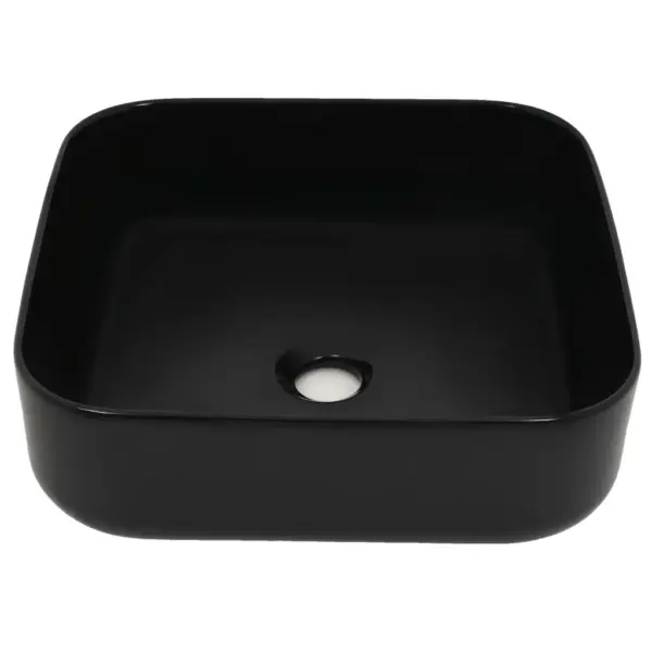 Kapi peale paigaldatav kandiline glasuuritud keraamiline valamu, must, 38 x 38 x 13,5 cm – 3