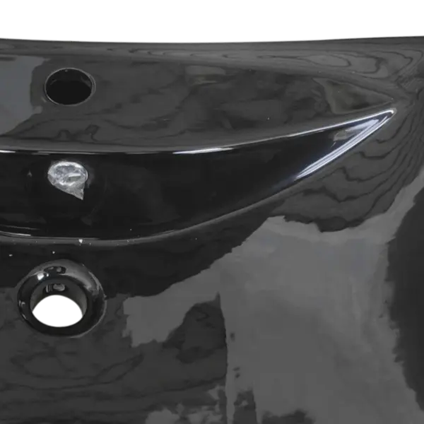 Must keraamiline vannitoa valamu, kandiline, ülevoolu ja kraaniauguga, kapi peale või seinale paigaldatav, 60 x 44 cm – 6