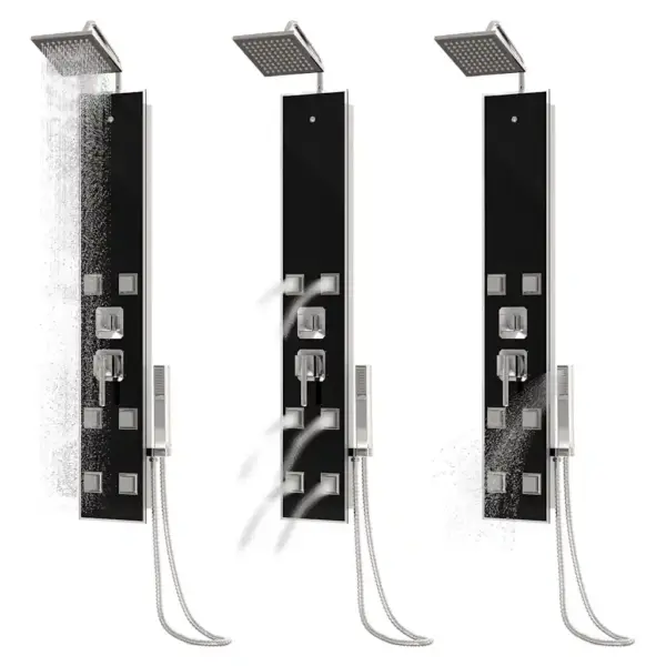 Must klaasist dušipaneel vihmaduši ja massaažifunktsiooniga, 18 x 45,5 x 130 cm – 9