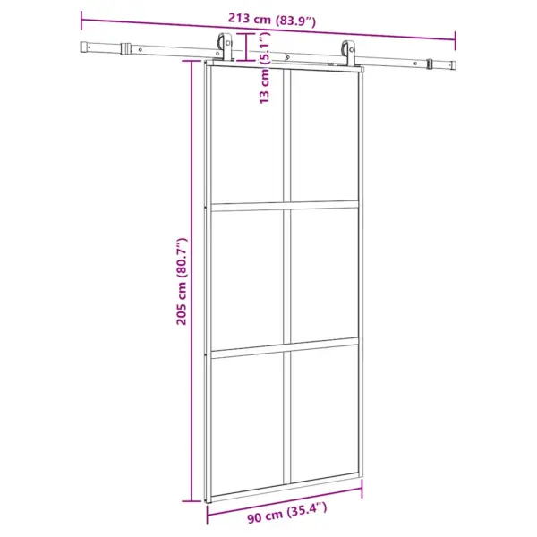 Must karastatud klaasist lükanduks riistvarakomplektiga, 90 x 205 cm – 9