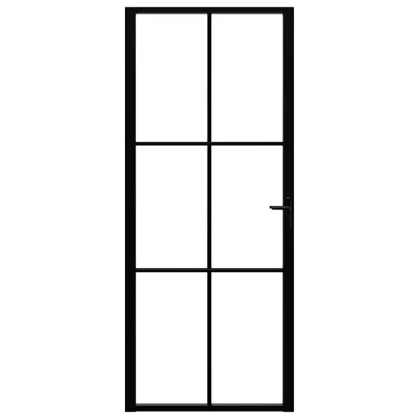 Siseuks karastatud klaasiga ja alumiiniumraamiga, vertikaalse dekoratiivjoonega, must, 83 x 201,5 cm – 3