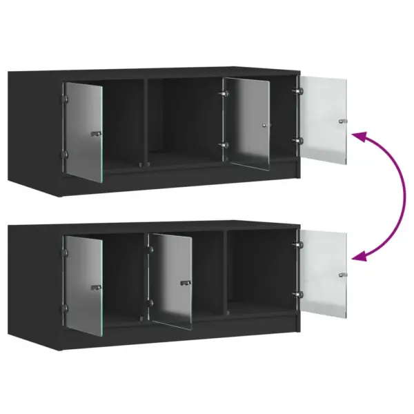 Kohvilaud klaasustega panipaigaga, mustast tehispuidust, 102 x 50 x 42 cm – 9