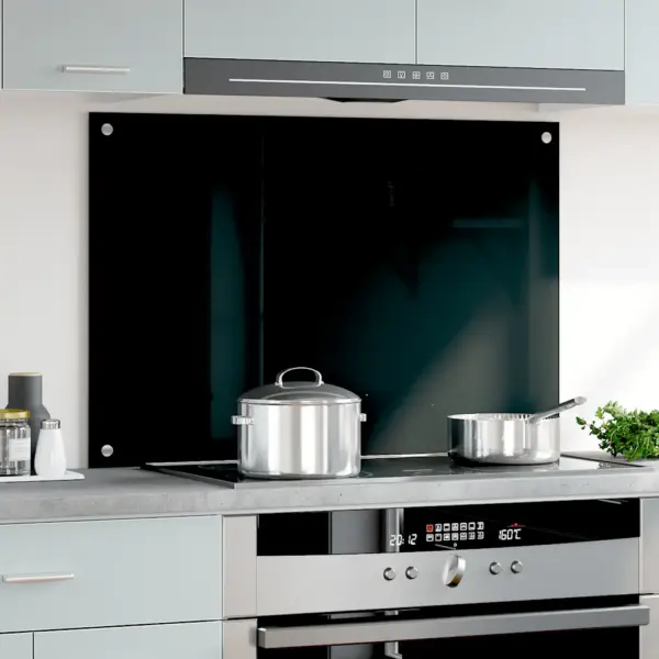 Karastatud klaasist köögi pritsmekaitse, must, 90 x 60 cm, 6 mm – 3