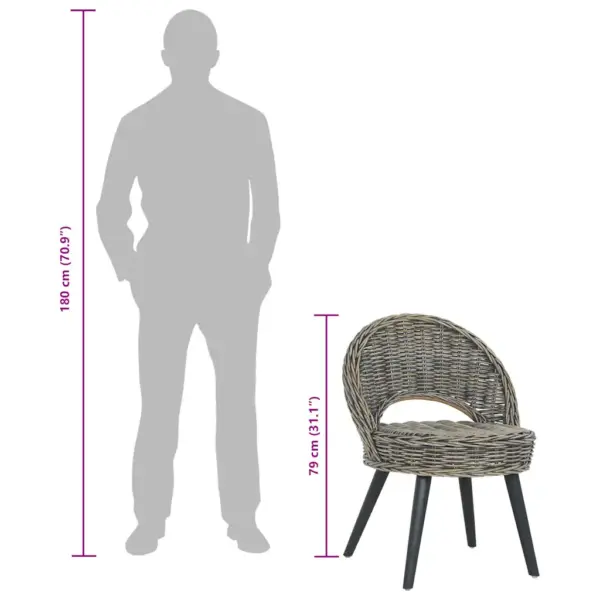 Must kubu-rotangist tugitool puidust jalgadega, 60 x 60 x 79 cm – 8