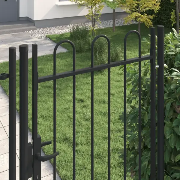 Ühepoolne kumer aiavärav, must pulbervärvitud teras, 100 x 200 cm – 2