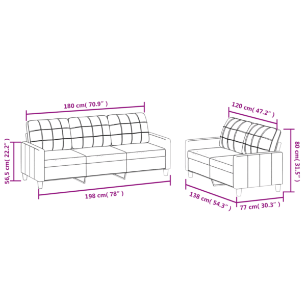 2-osaline must kunstnahast diivanikomplekt patjadega, 2- ja 3-kohaline – 7