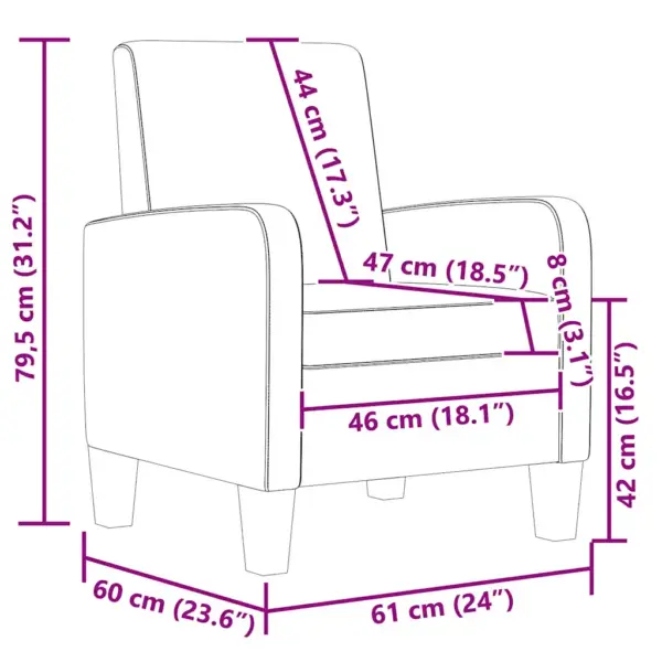 Must kunstnahast tugitool männipuidust raamiga, 61 x 60 x 79,5 cm – 7