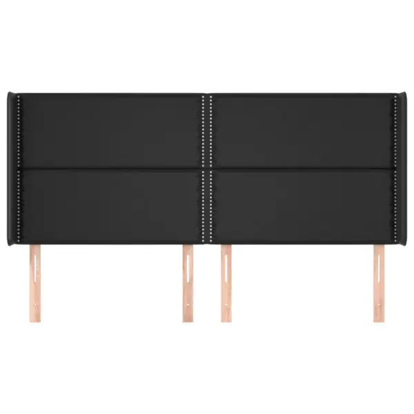 Reguleeritava kõrgusega voodipeats servadega, must kunstnahk, 203 x 16 x 118/128 cm – 3