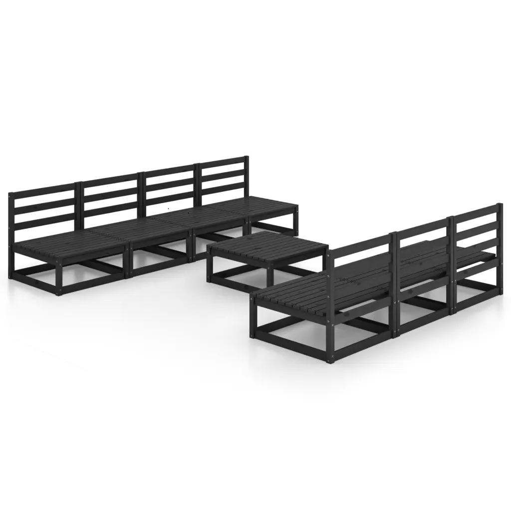 8-osaline must männipuidust modulaarne aiadiivanikomplekt, 7 keskmist diivanit ja laud, diivan 70 x 70 x 67 cm, laud 70 x 70 x 30 cm