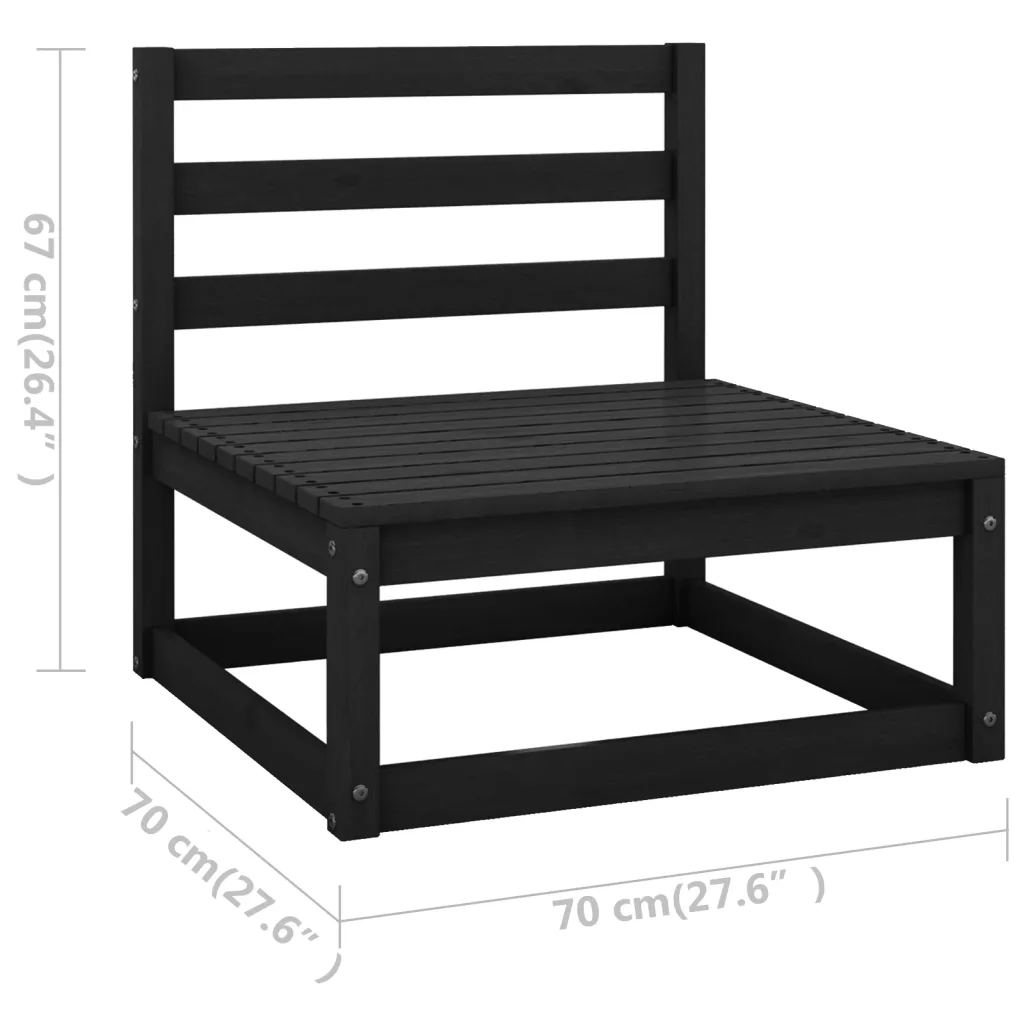 8-osaline must männipuidust modulaarne aiadiivanikomplekt, 7 keskmist diivanit ja laud, diivan 70 x 70 x 67 cm, laud 70 x 70 x 30 cm
