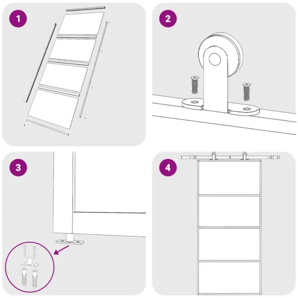 Must matt klaasiga liuguks alumiiniumraamiga, 102,5 x 205 cm – 5