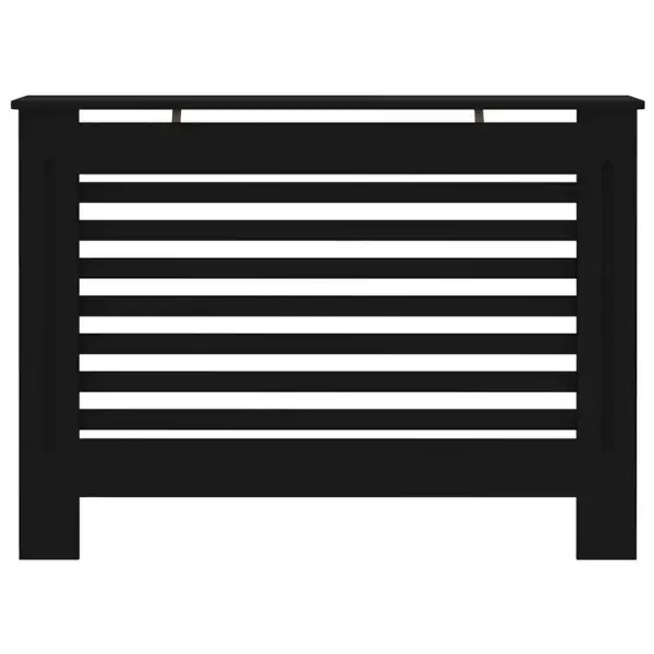 Radiaatorikate horisontaalsete liistudega, must MDF, 112 x 19 x 81,5 cm – 4