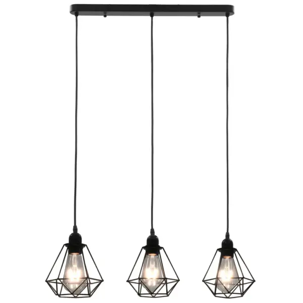 Must metallist laelamp teemantdisainiga, 3 x E27, reguleeritav kõrgus, 60 x 100 cm – 2