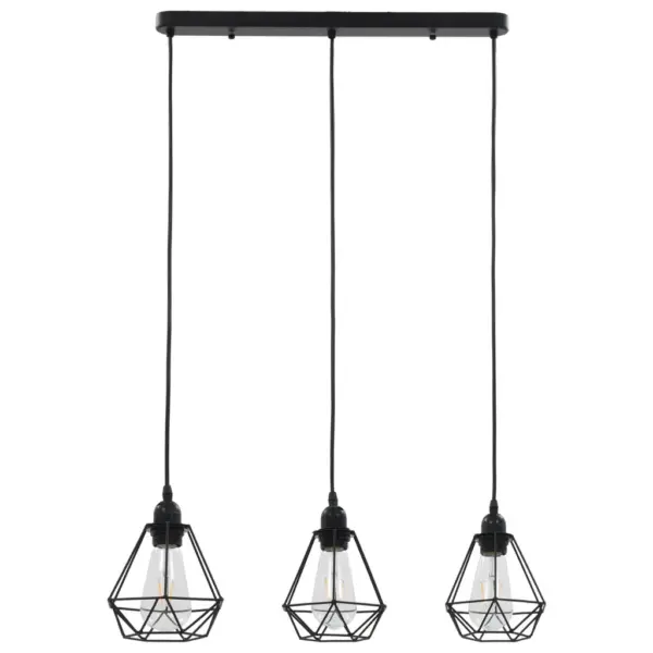 Must metallist laelamp teemantdisainiga, 3 x E27, reguleeritav kõrgus, 60 x 100 cm – 3