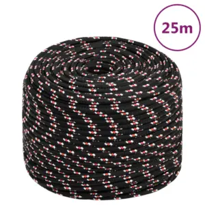 Must polüpropüleenist paadiköis, punutud, 8 mm, 25 m