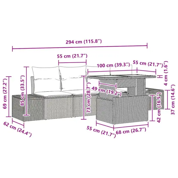 Aiamööbli komplekt panipaigaga, 5-osaline, must polürotang, modulaarne, 4 istekohta – 13