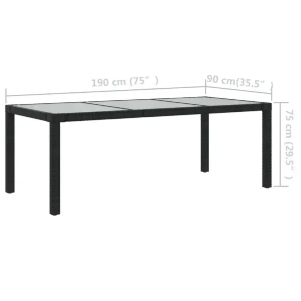 9-osaline must polürotangist aiamööbli komplekt patjadega, laud 190 x 90 cm – 11