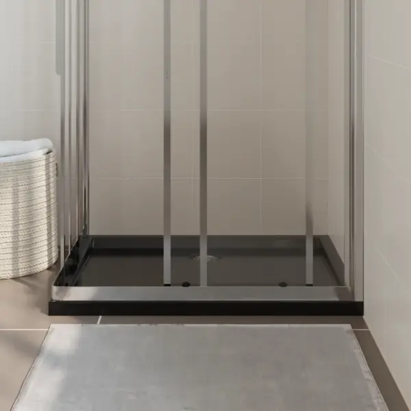 Ristkülikukujuline dušialus madala lävega, must, klaaskiuga tugevdatud ABS, 70 x 90 cm – 3