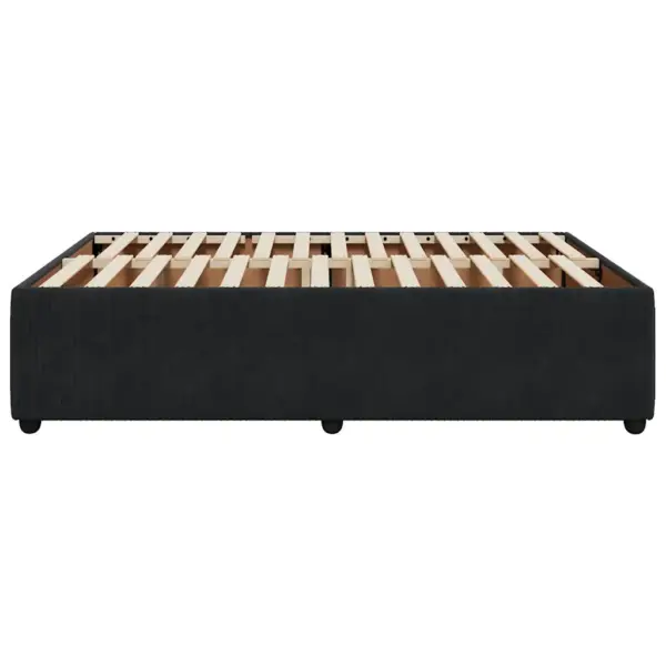 Must sametist voodiraam liistudega, 140 x 200 cm, ilma madratsita – 5