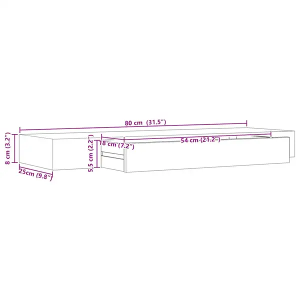 Must seinariiul sahtliga, MDF, nähtamatu kinnitusega, 80 x 25 x 8 cm – 10