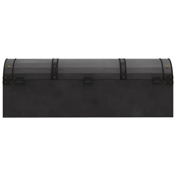 Must täispuidust hoiukirst vanaaegses stiilis, kunstnahast rihmade ja metalldetailidega, 120 x 30 x 40 cm – 5