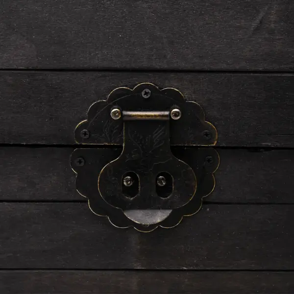 Must täispuidust hoiukirst vanaaegses stiilis, kunstnahast rihmade ja metalldetailidega, 120 x 30 x 40 cm – 7