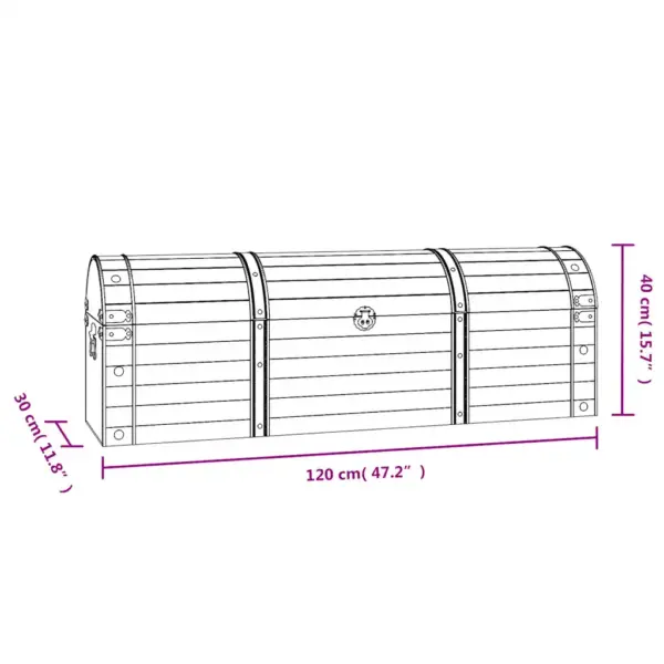 Must täispuidust hoiukirst vanaaegses stiilis, kunstnahast rihmade ja metalldetailidega, 120 x 30 x 40 cm – 8