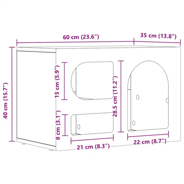 Must telerialus 3 avatud riiuliga, tehispuit, 60 x 35 x 40 cm – 11