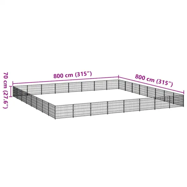 Koeraaedik õuealale, must teras, 64 m², paneelid 100 x 70 cm – 7