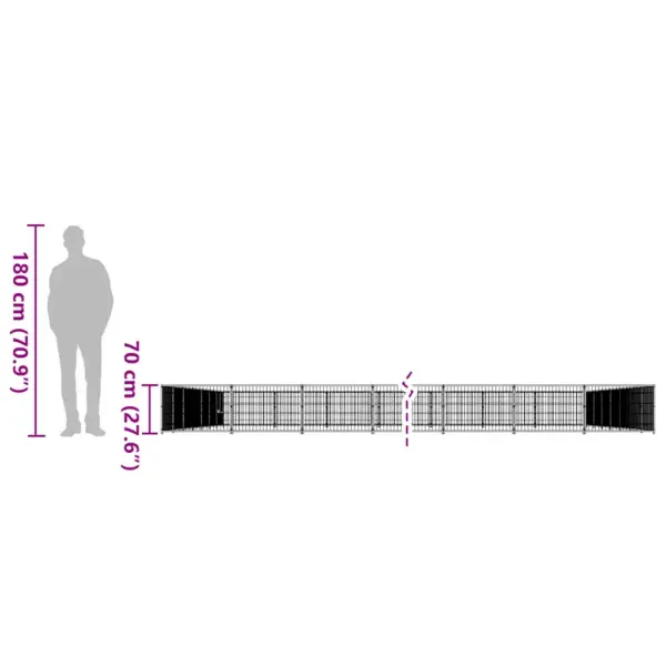 Koeraaedik õuealale, must teras, 64 m², paneelid 100 x 70 cm – 8