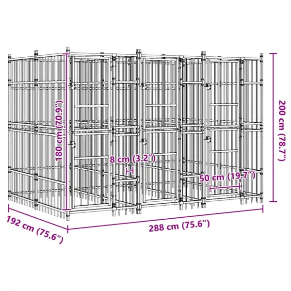 Koeraaedik aeda, must pulbervärvitud teras, 288 x 192 x 200 cm, 5,53 m² – 11