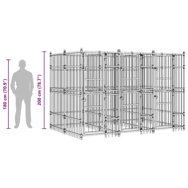 Koeraaedik aeda, must pulbervärvitud teras, 288 x 192 x 200 cm, 5,53 m² – 12