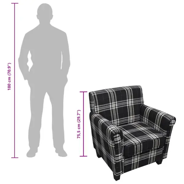 Must kangast tugitool padjaga, puitraamiga, 67,5 x 71 x 75,5 cm – 7