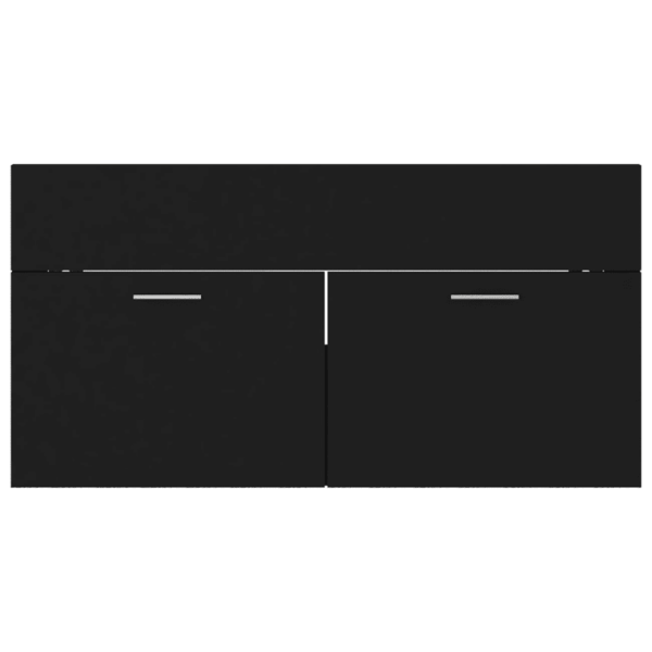 Valamukapp sisseehitatud keraamilise valamuga ja kraaniga, must, 90 x 38,5 x 46 cm – 9