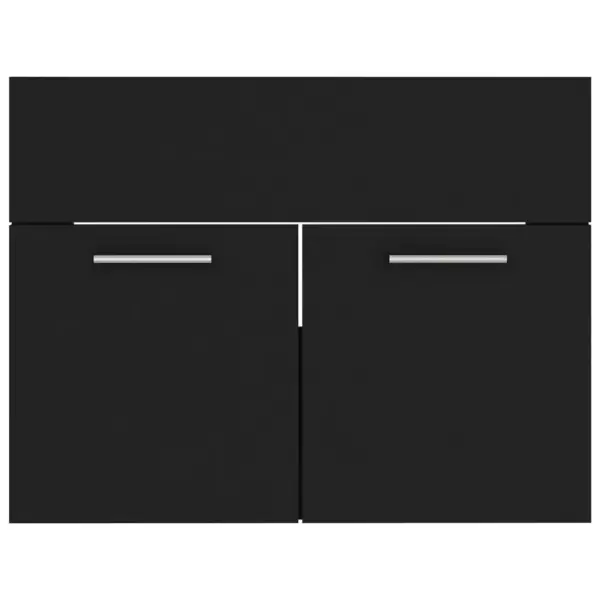 Vannitoamööbli komplekt peegli ja kõrge kapiga, must, sisseehitatud valamuga, 60 cm - 8