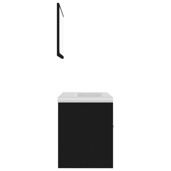 Vannitoamööbli komplekt valamukapi, sisseehitatud keraamilise valamu ja peegliga, must, 60 cm – 3