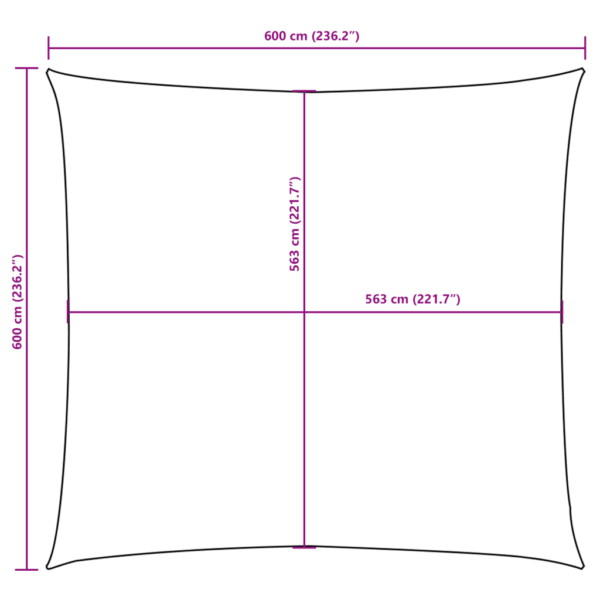 Veekindel kandiline päikesepuri, must PU-kattega oxford-kangas, 6 x 6 m – 10