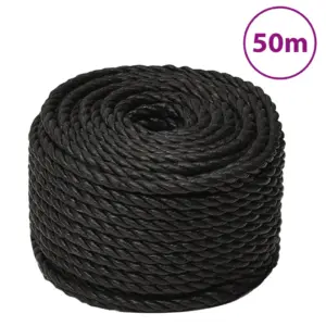 Polüpropüleenist töököis, must, 16 mm, 50 m