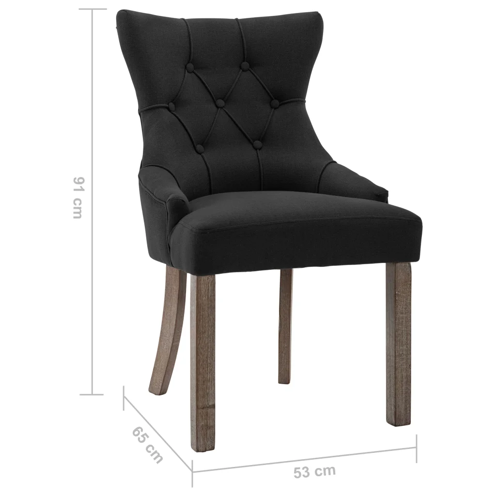 Mustad polsterdatud söögitoolid kangast, kummipuust jalgadega, 4 tk, 53 x 65 x 91 cm