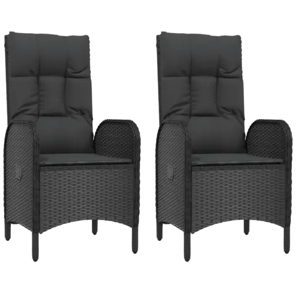 Aiatoolid istmepatjadega, 2 tk, must polürotang ja teras, 57 x 62,5 x 109 cm – 2