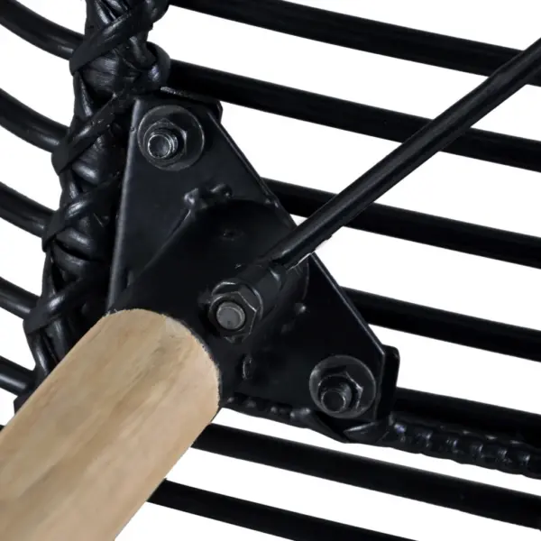 Mustad söögitoolid naturaalsest rotangist ja puidust jalgadega, 6 tk – 6