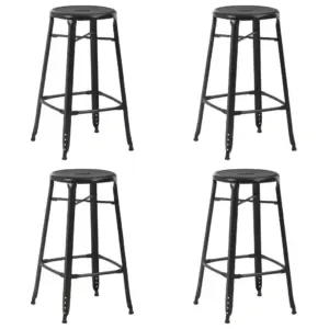 Mustad terasest baaripukid, 4 tk, pulbervärvitud, 71 cm