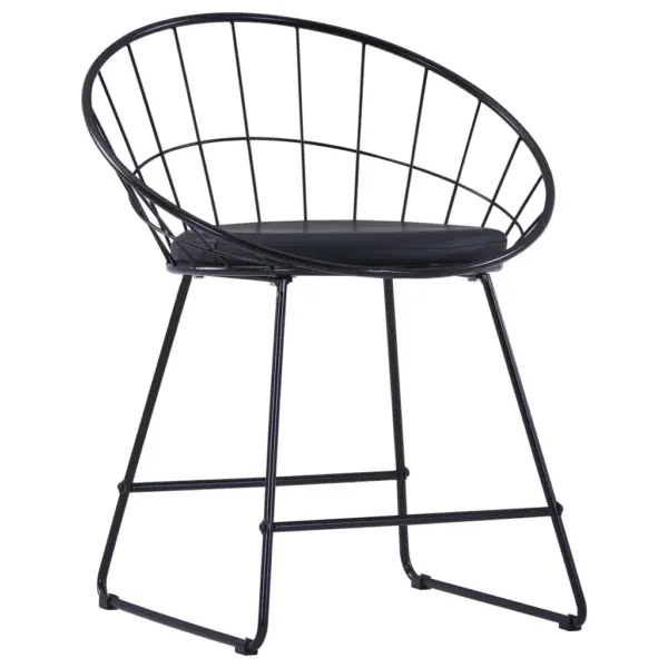 Mustad terasest söögitoolid kunstnahast istmepatjadega, 6 tk, 58 x 51 x 72,5 cm – 3