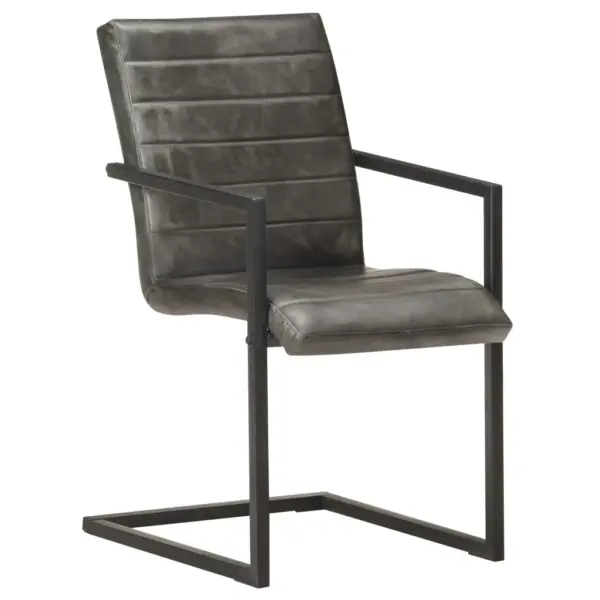 Vetruvate jalgadega nahast söögitoolid käetugedega, 4 tk, hall ja must, 51 x 56 x 91 cm – 2