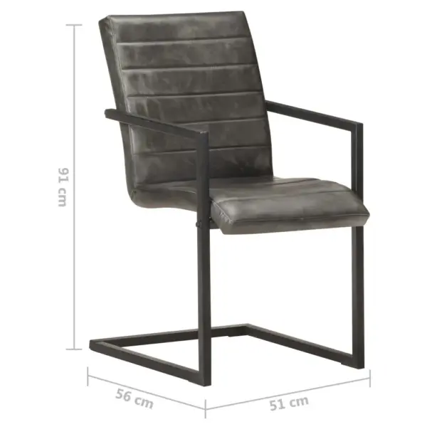 Retro vetruvate jalgadega söögitoolid, ehtne hall nahk, must raam, 6 tk – 7