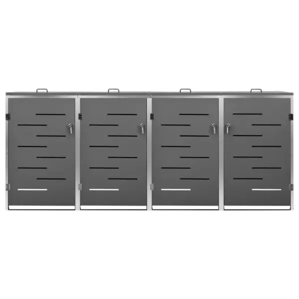 Lukustatav nelja prügikasti kuur, antratsiithall tsingitud teras, roostevaba raam, 276,5 x 77,5 x 112,5 cm – 5