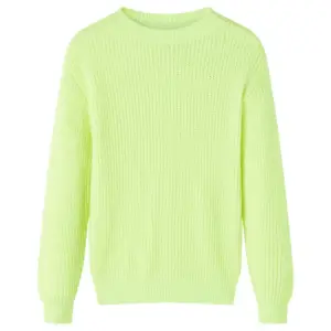 Laste kootud kampsun, neoonkollane, ümmarguse kaelusega, suurus 116