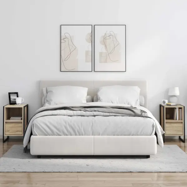 Öökapp sahtli ja avatud riiuliga, Sonoma tamm, tehispuit ja must terasraam, 39,5 x 30 x 50 cm – 4