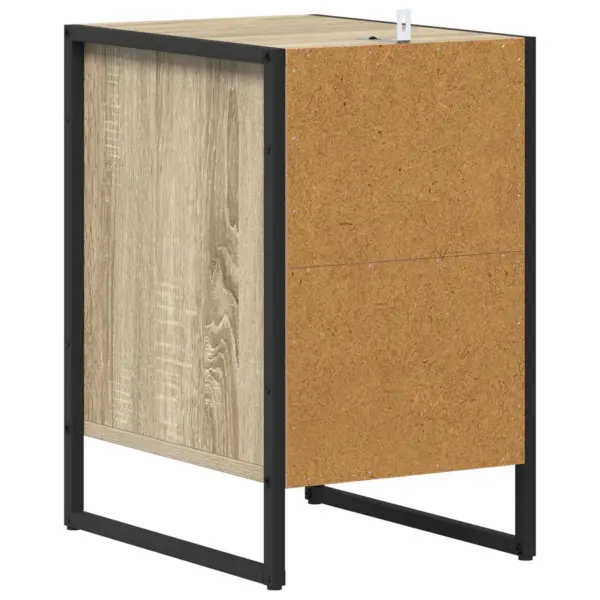 Öökapp sahtli ja avatud riiuliga, Sonoma tamm, tehispuit ja must terasraam, 39,5 x 30 x 50 cm – 8